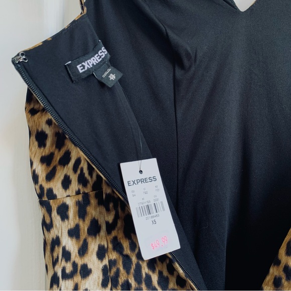 NWT EXPRESS Leopard Print Slip Dress - Picture 6 of 10